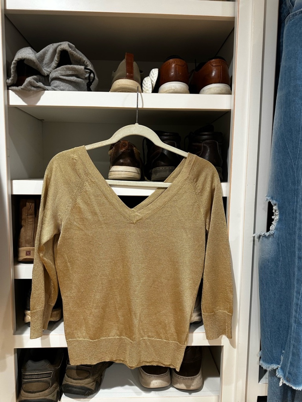 Banana Republic V-Neck Sweater in gold